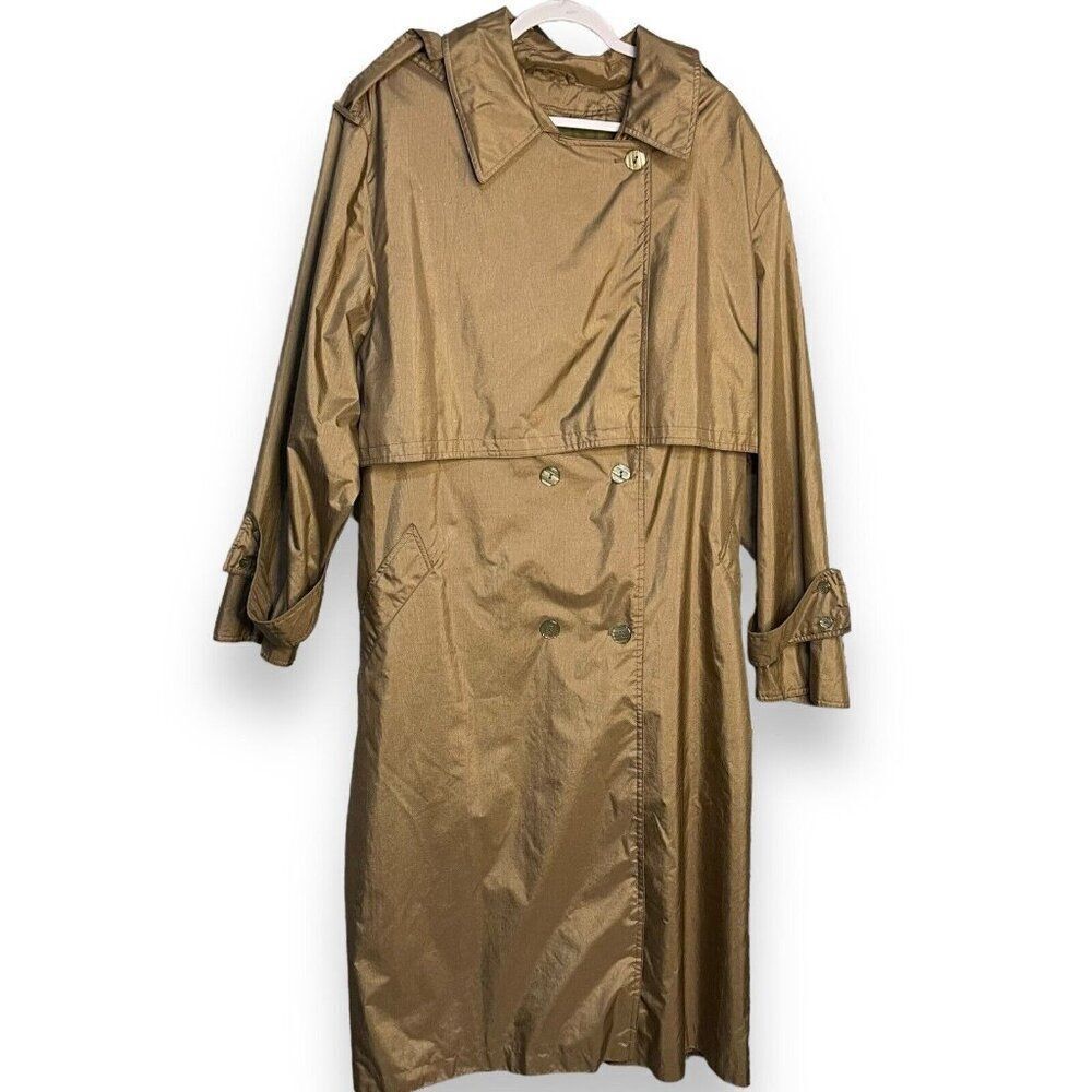 R.Z.R. Weatherwise Trench Coat Women's XL Golden Brown Belted VTG Pockets Grunge